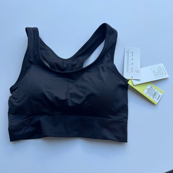 All in Motion Women's Seamless Medium Support Racerback Sports Bra Black Large - Picture 2 of 5